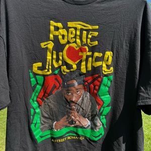 Hybrid Mens Black Poetic Justice 2pac Front Print Shirt Size 3XL 100%Cotton